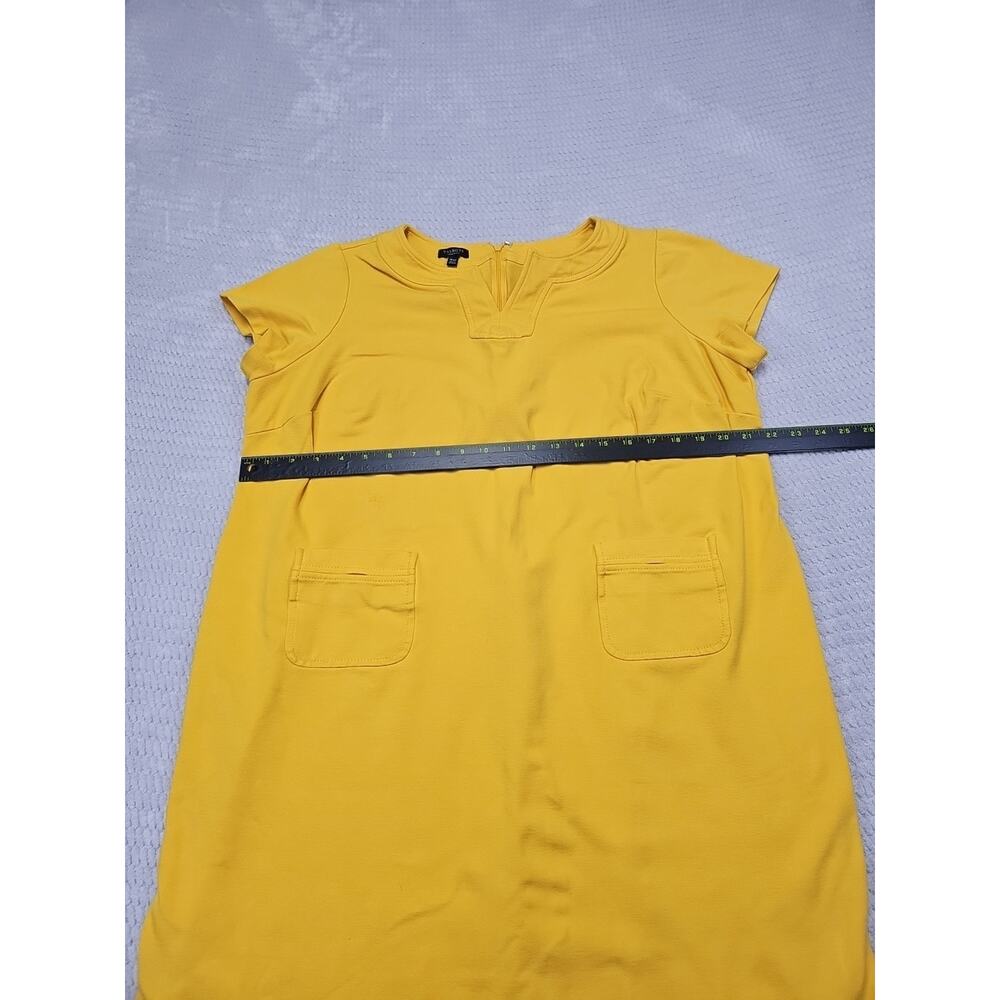 Talbots Dress Womens 16 Petite Yellow Short Sleeve Vcut Neckline - Picture 3 of 9